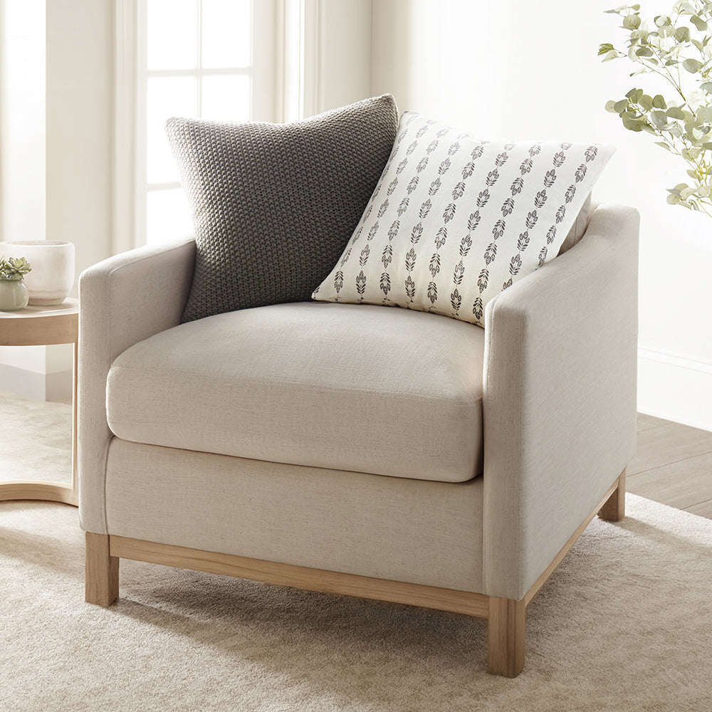 2-Pack Seed Stitch Knit With Folk Leaves Décor Throw Pillows (Sale) - Linen-sandhutch