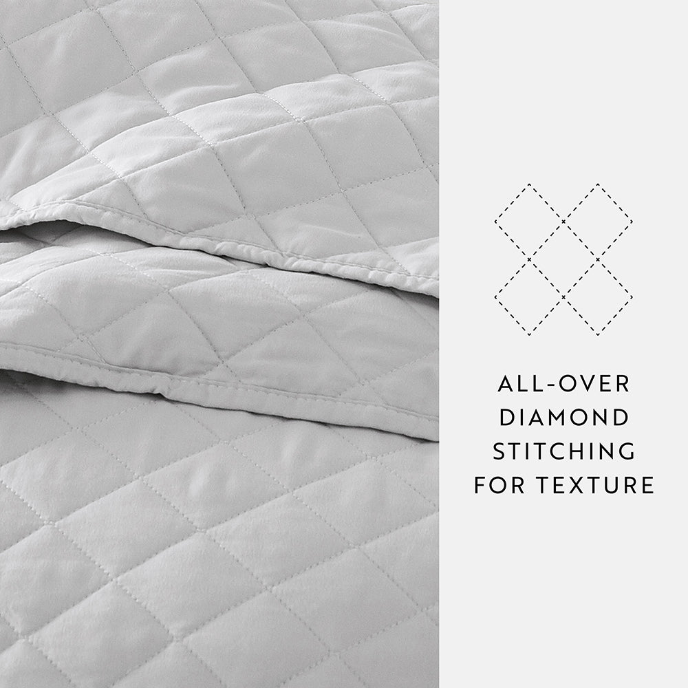 3-Piece Diamond Stitch Quilted Coverlet Set (Sale) - Linen-sandhutch