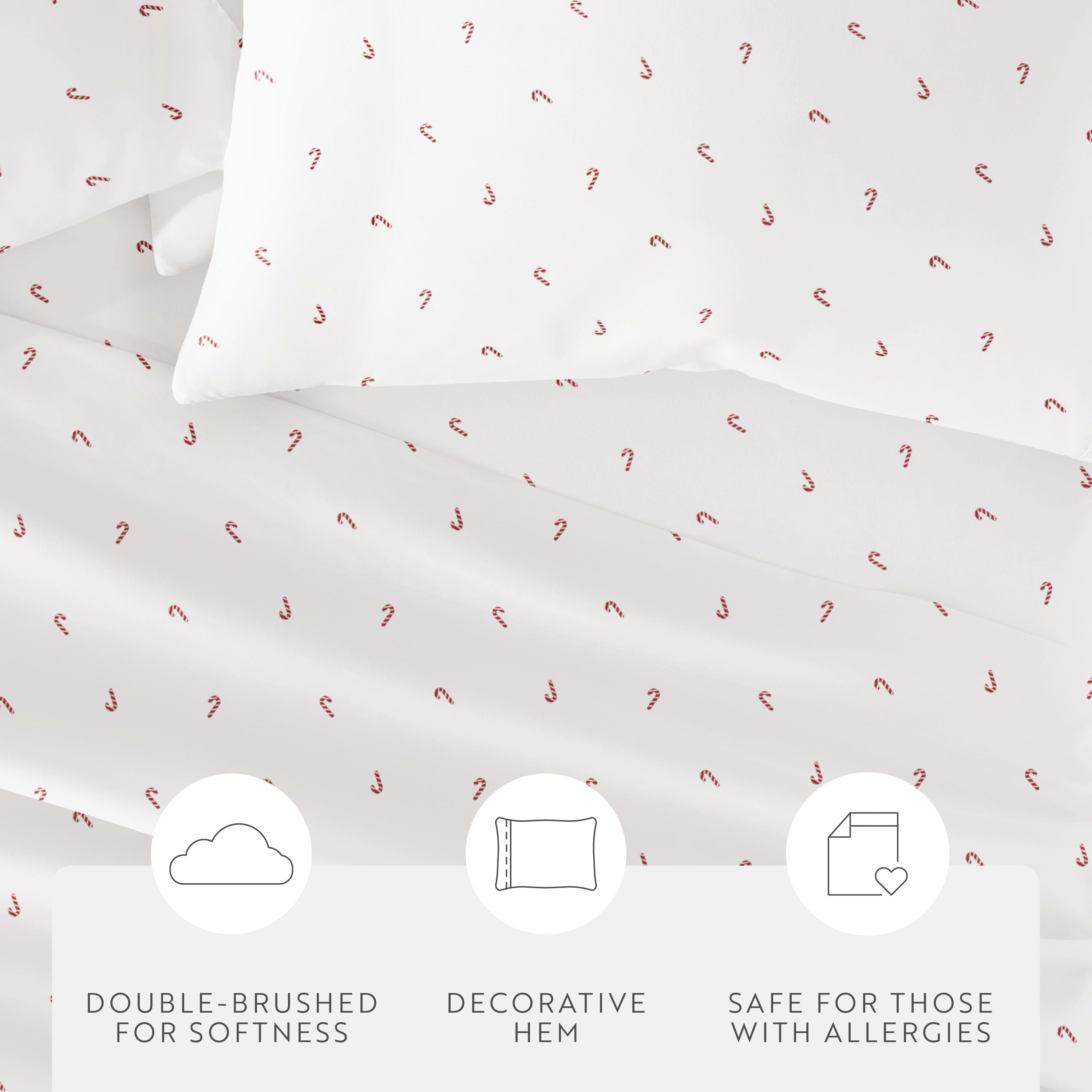 Candy Cane Patterned 4-Piece Sheet Set