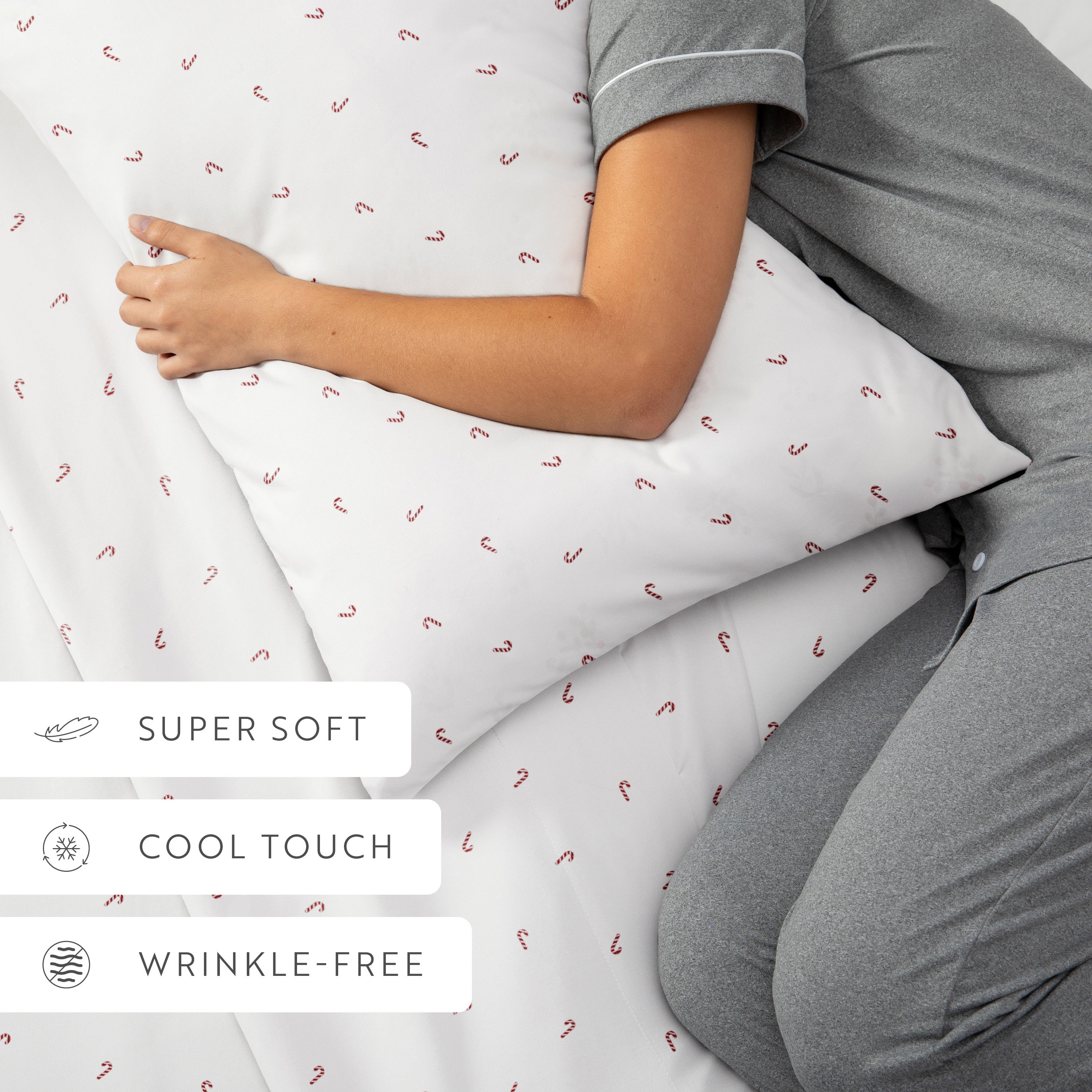 Candy Cane Patterned 4-Piece Sheet Set