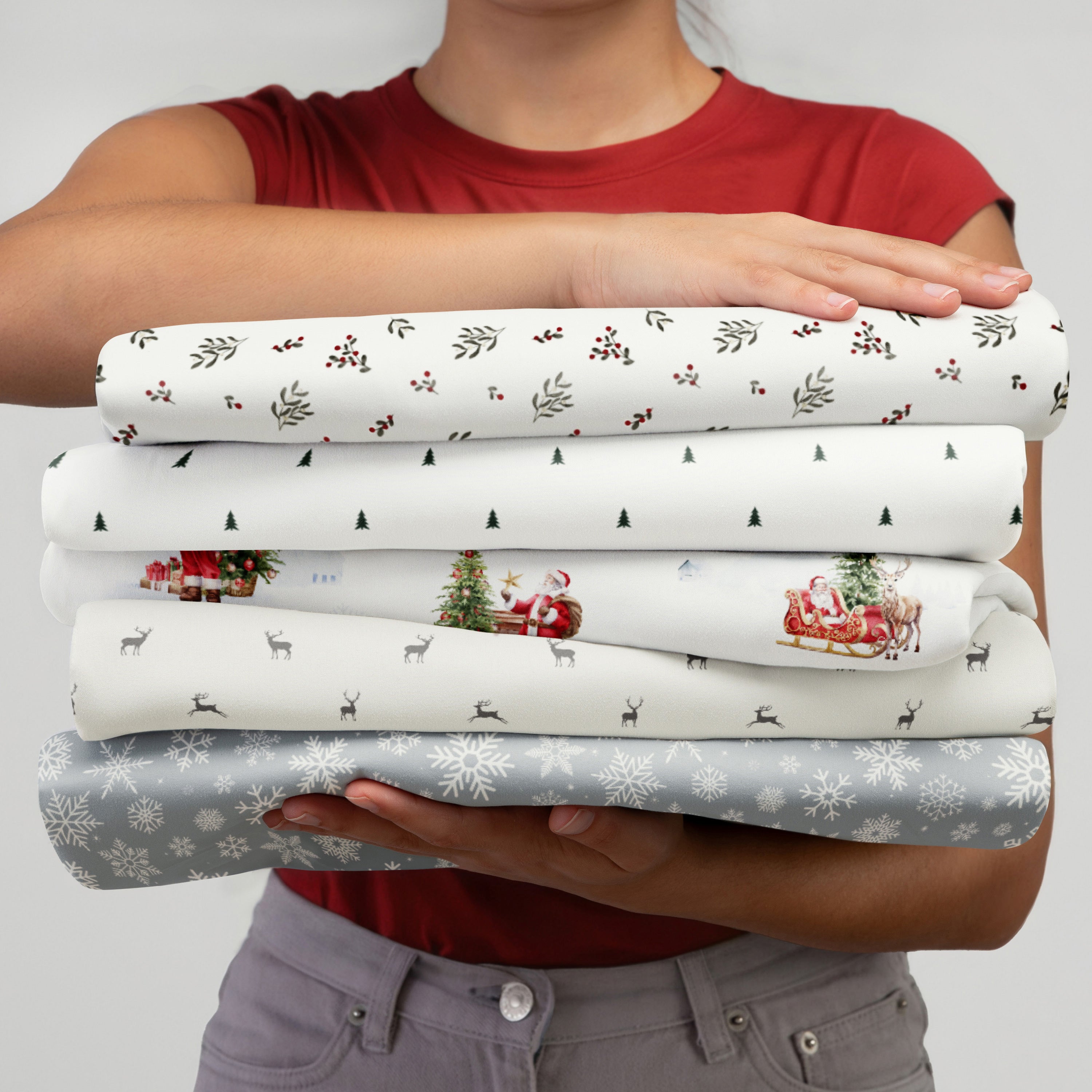 Candy Cane Patterned 4-Piece Sheet Set