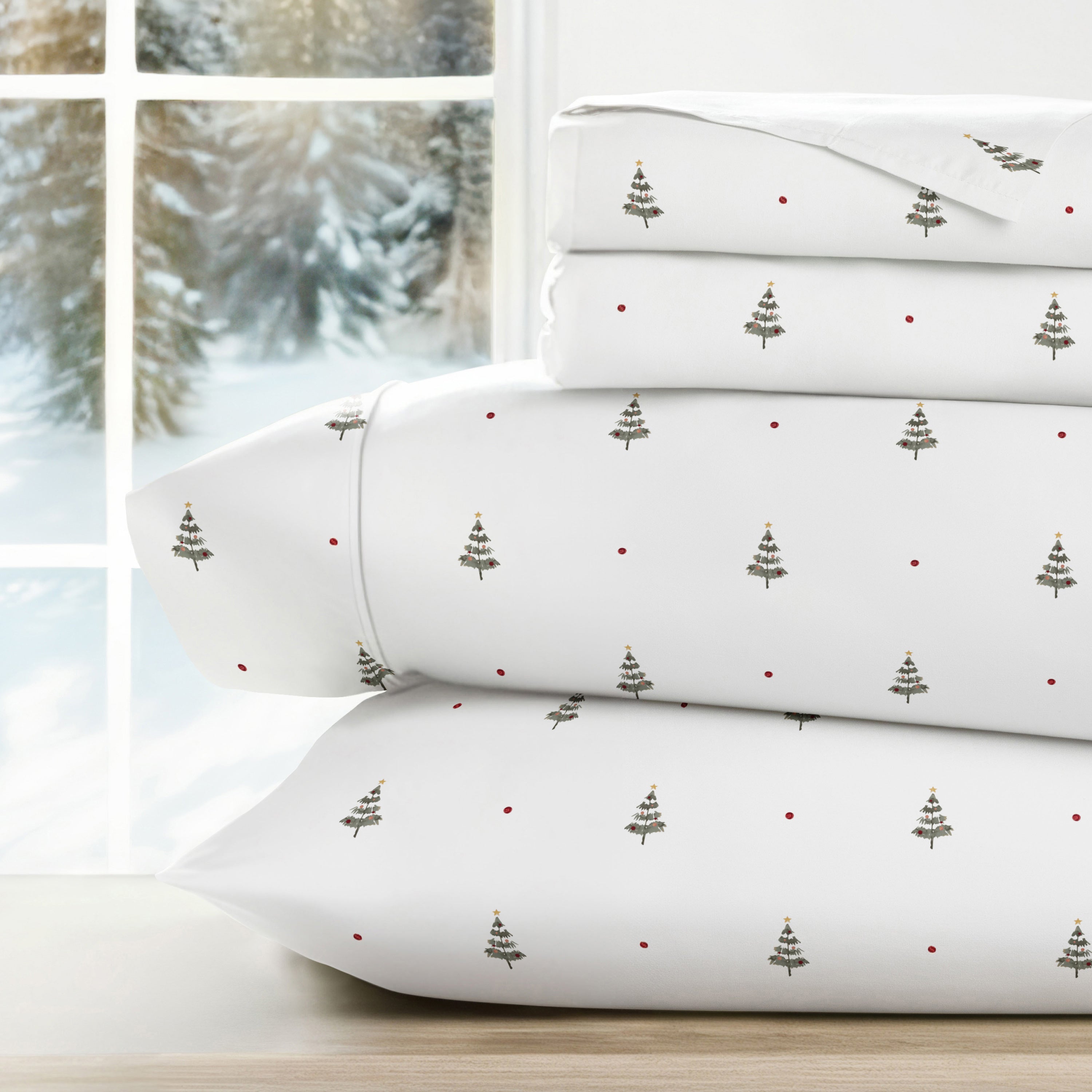 Christmas Tree Patterned 4-Piece Sheet Set