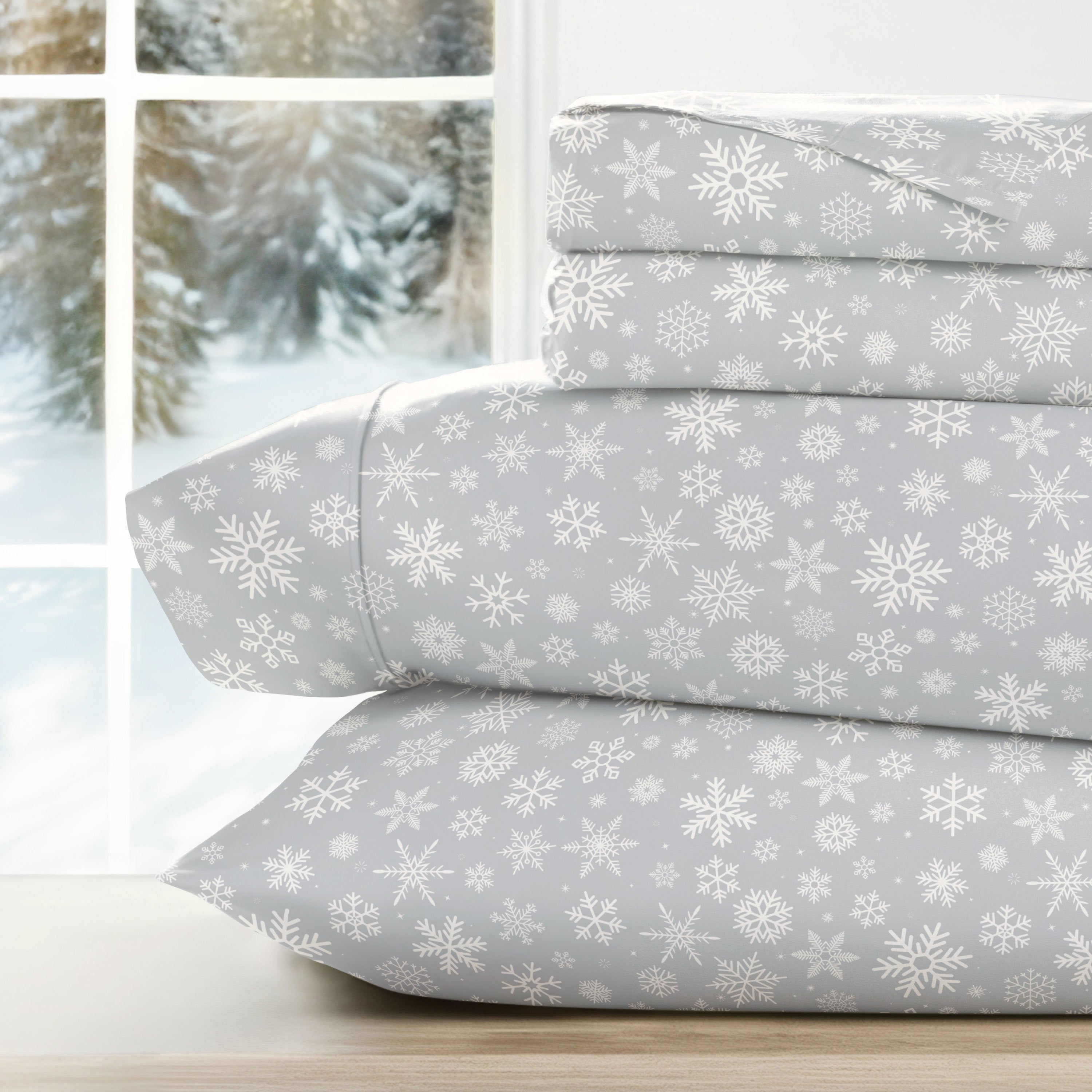 Let It Snow Patterned 4-Piece Sheet Set