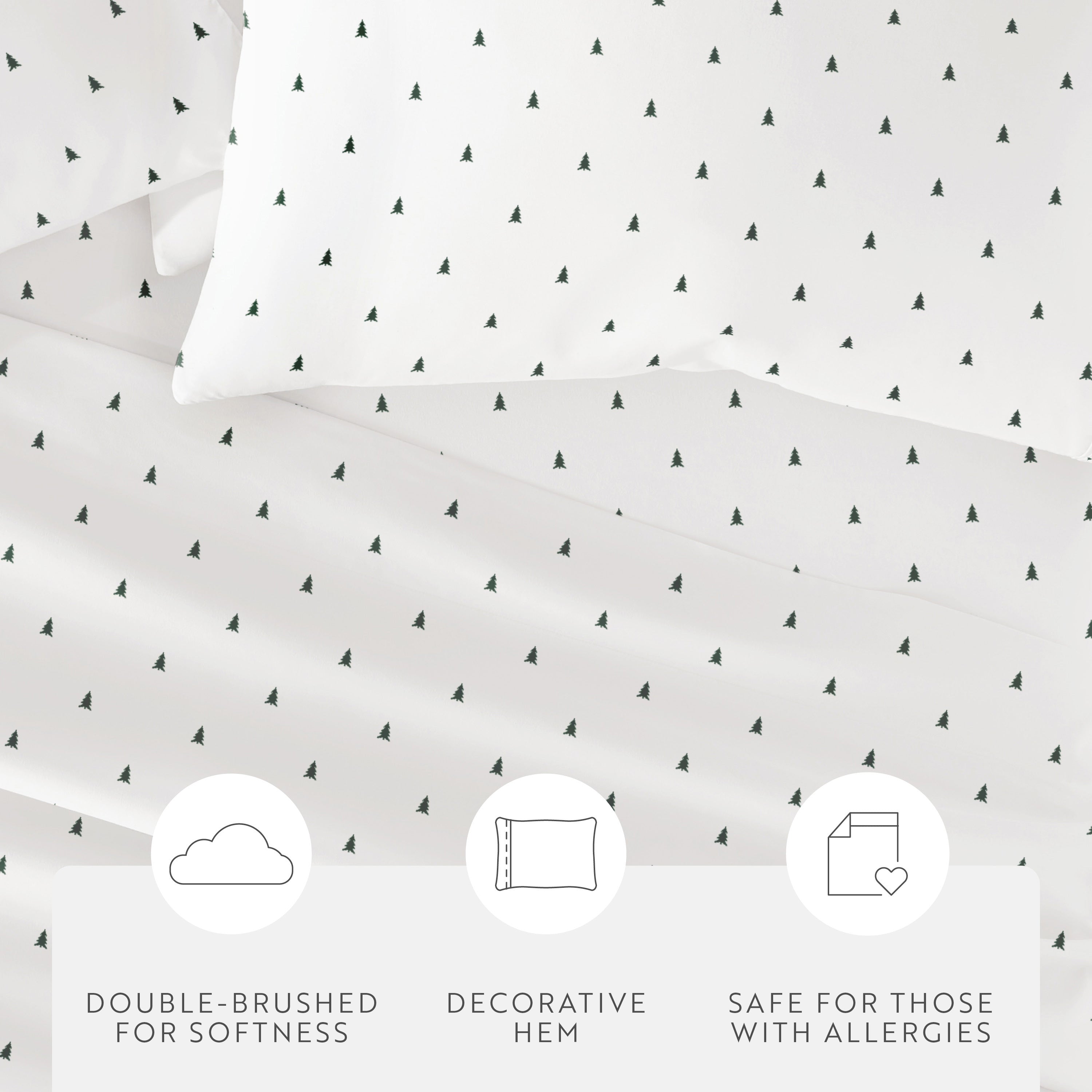 Pine Tree Patterned 4-Piece Sheet Set