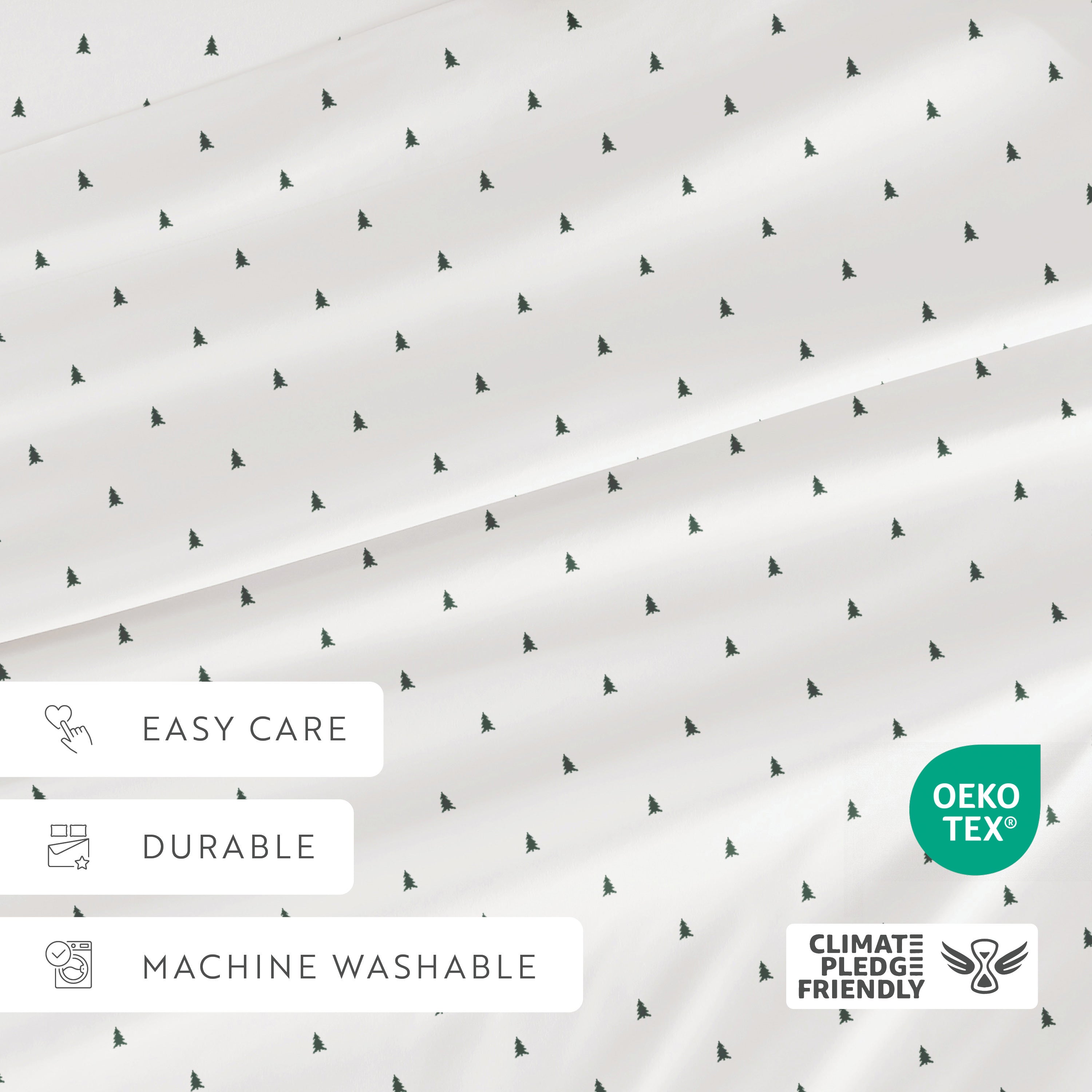 Pine Tree Patterned 4-Piece Sheet Set
