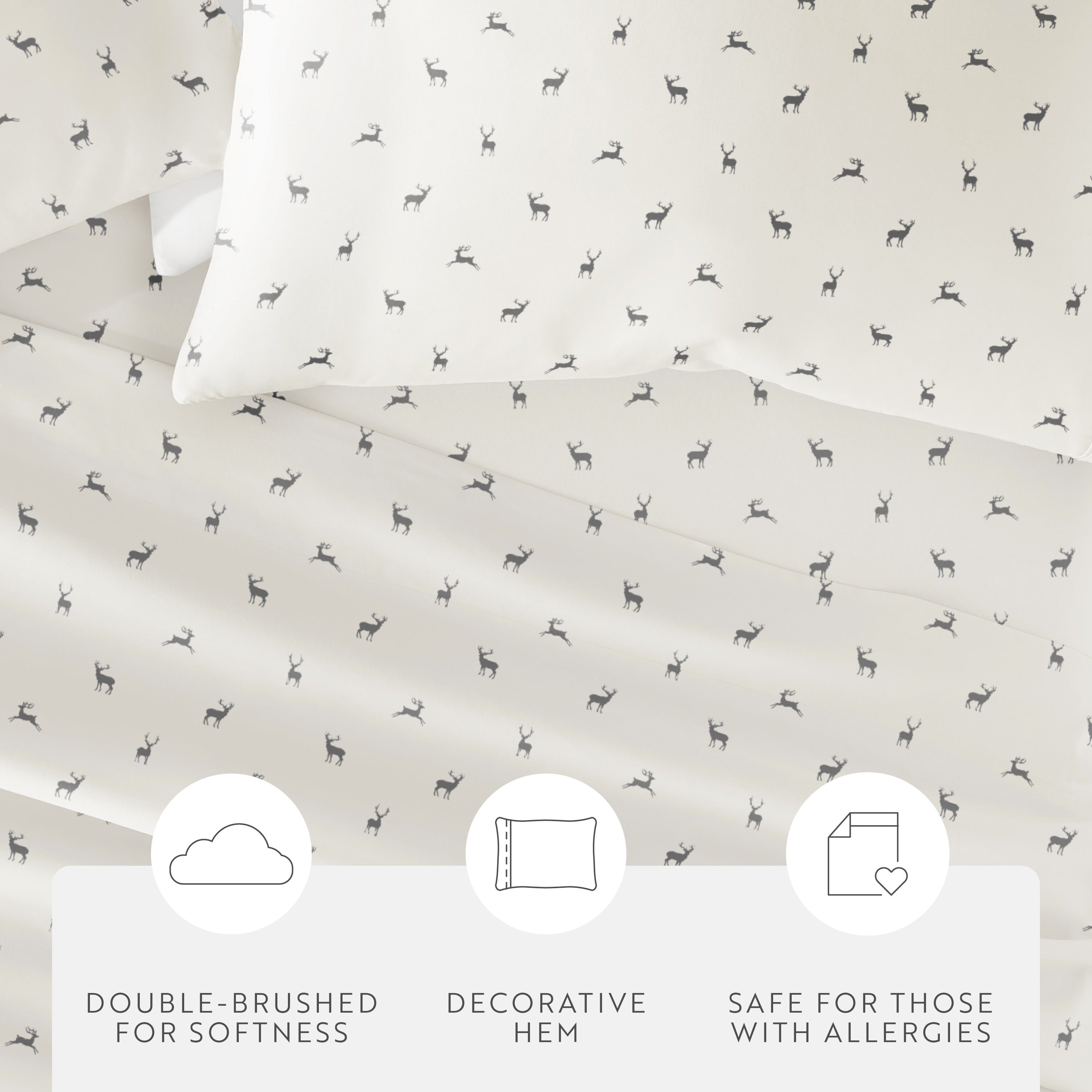 Reindeer Patterned 4-Piece Sheet Set