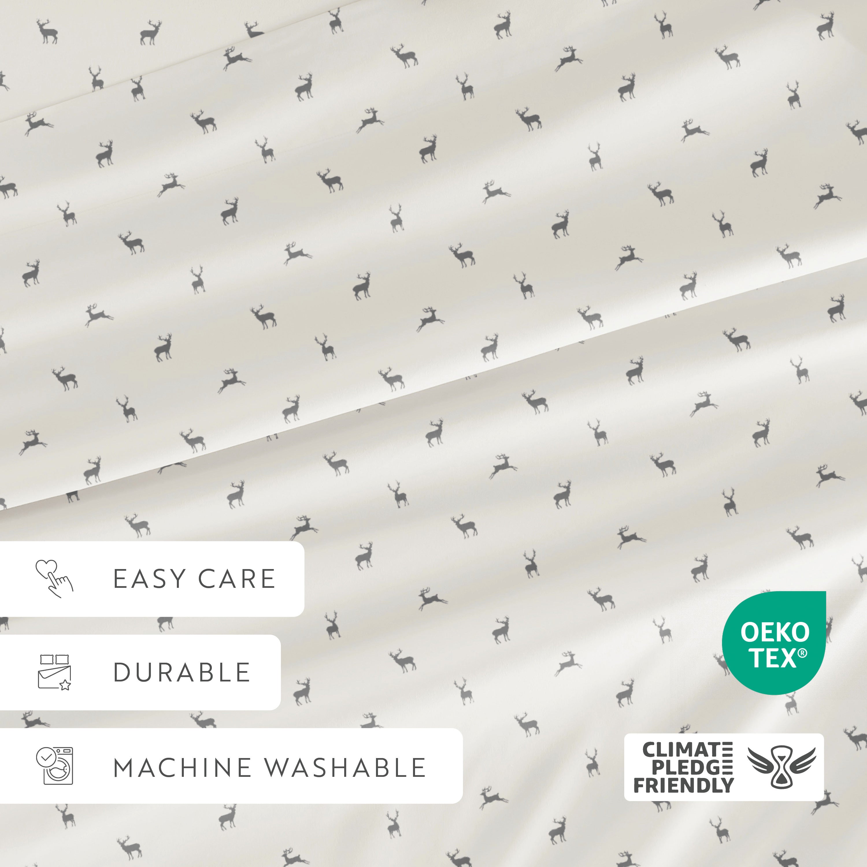 Reindeer Patterned 4-Piece Sheet Set