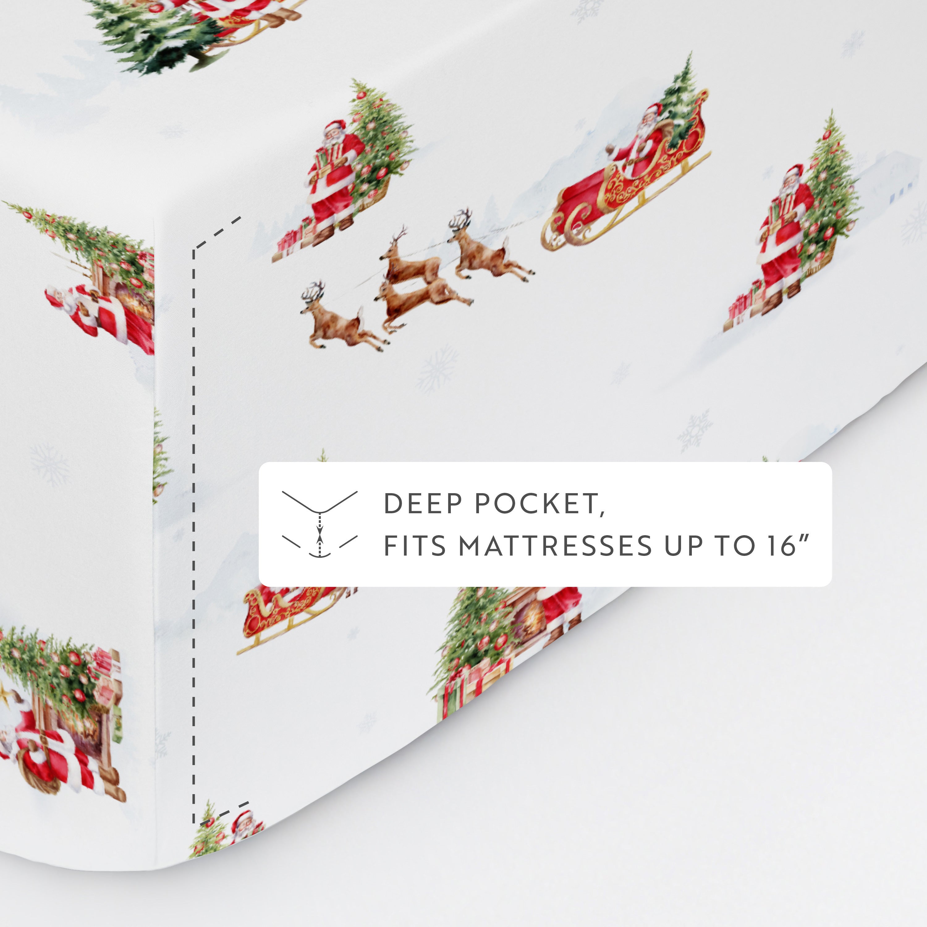 Vintage Santa Patterned 4-Piece Sheet Set
