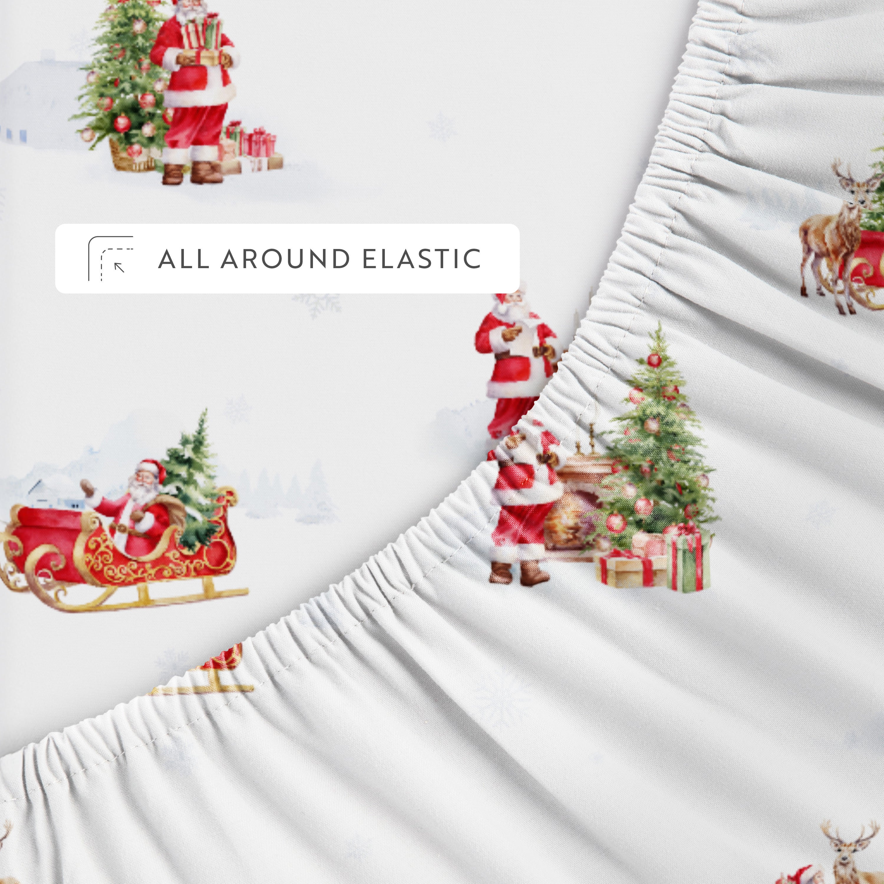Vintage Santa Patterned 4-Piece Sheet Set