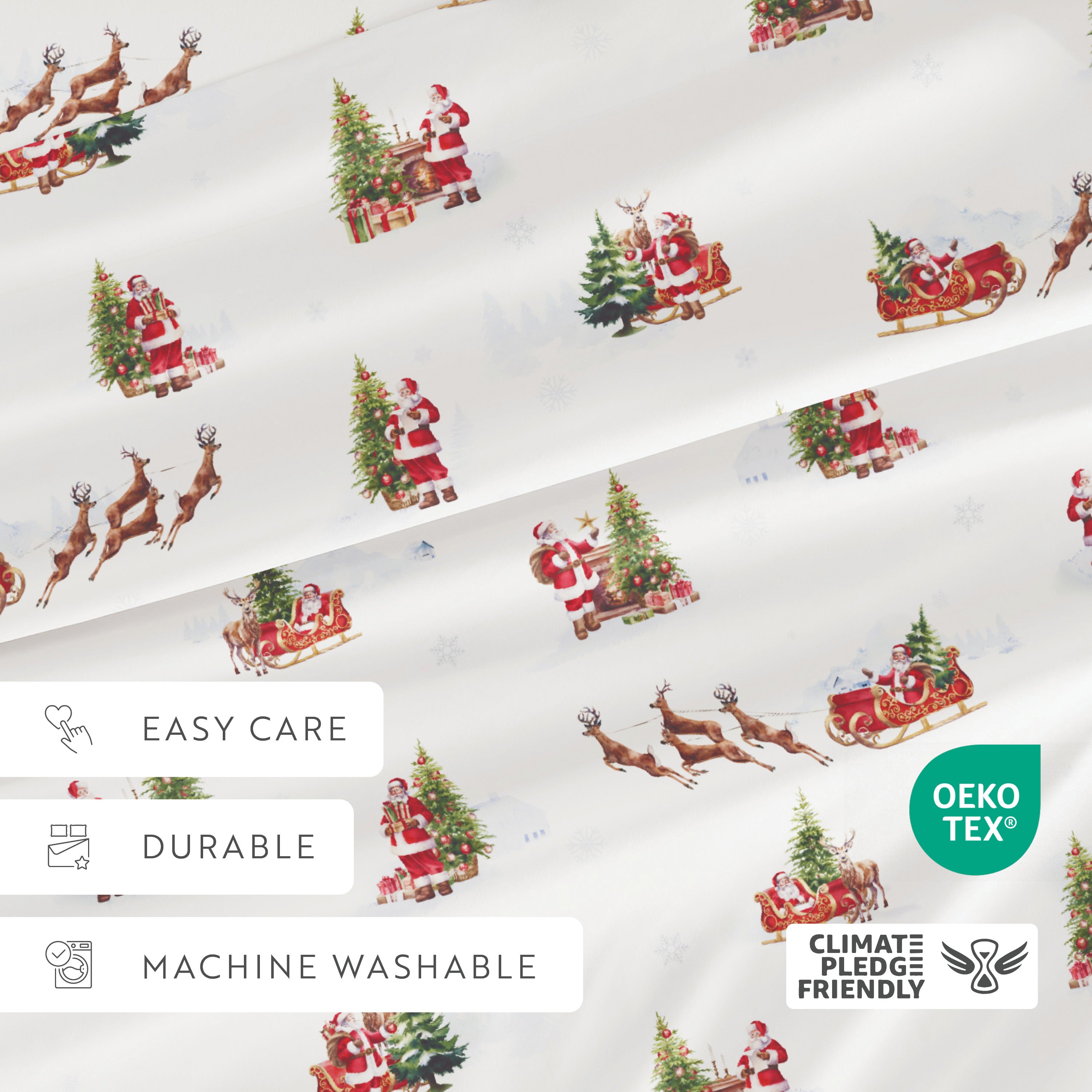 Vintage Santa Patterned 4-Piece Sheet Set
