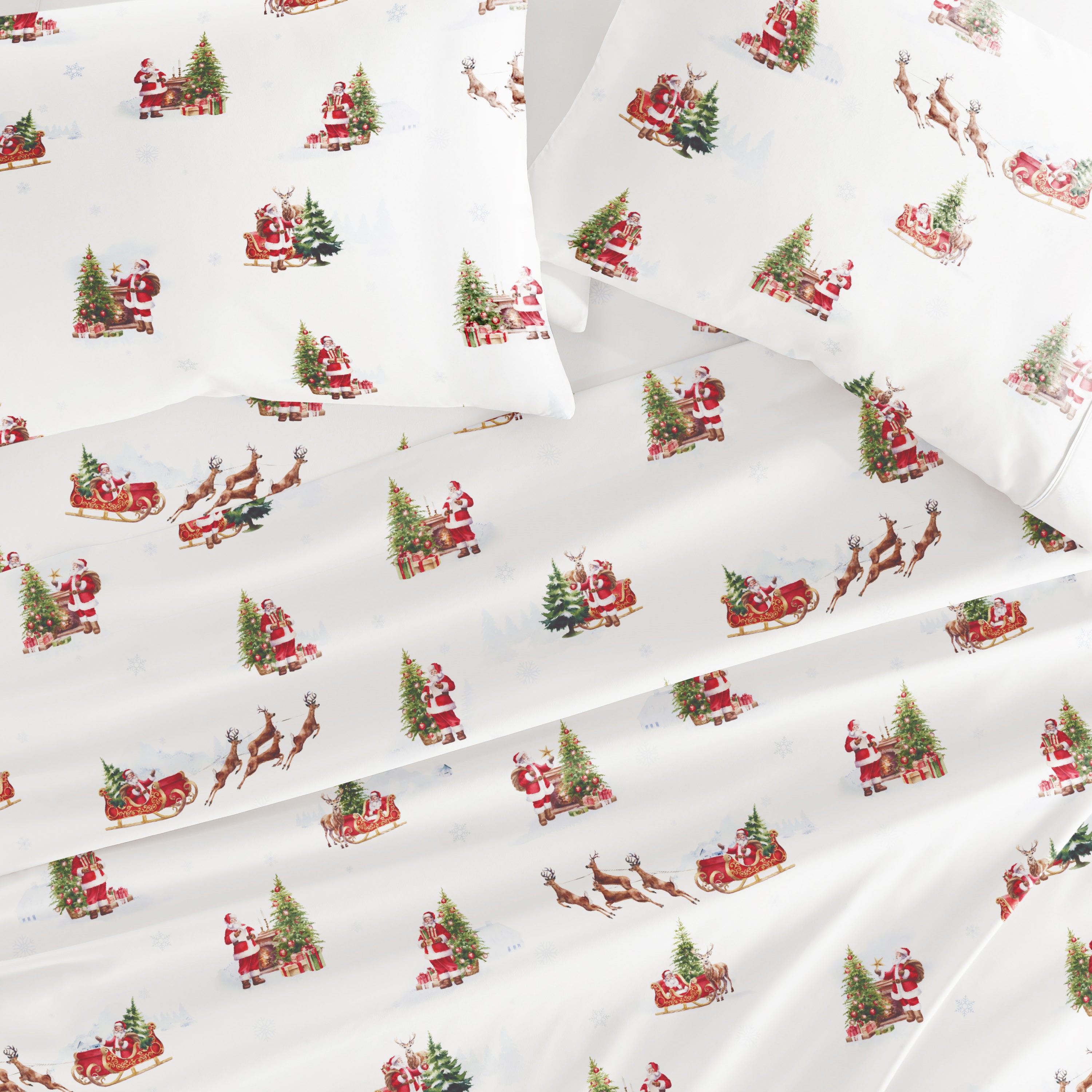 Vintage Santa Patterned 4-Piece Sheet Set