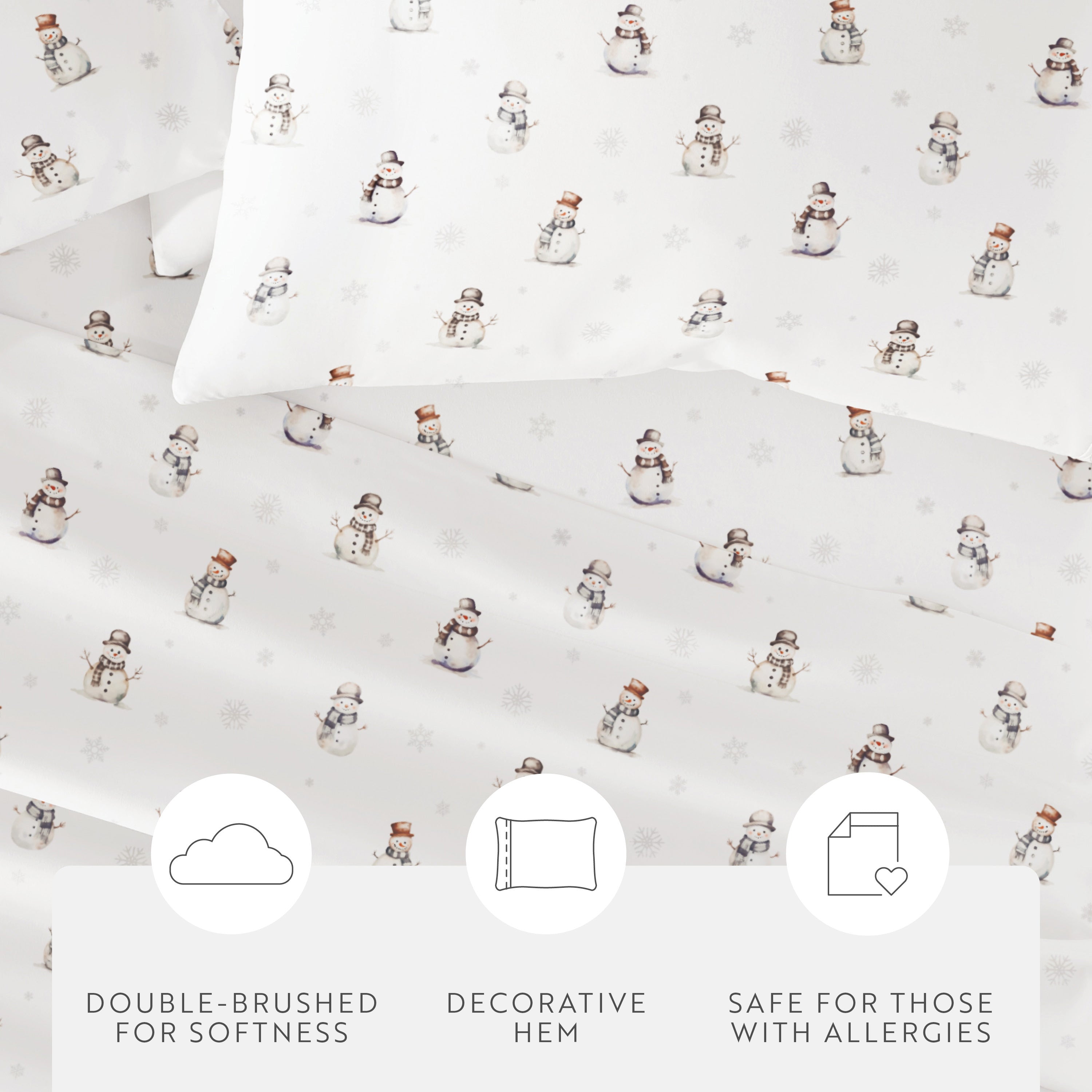 Vintage Snowman Patterned 4-Piece Sheet Set