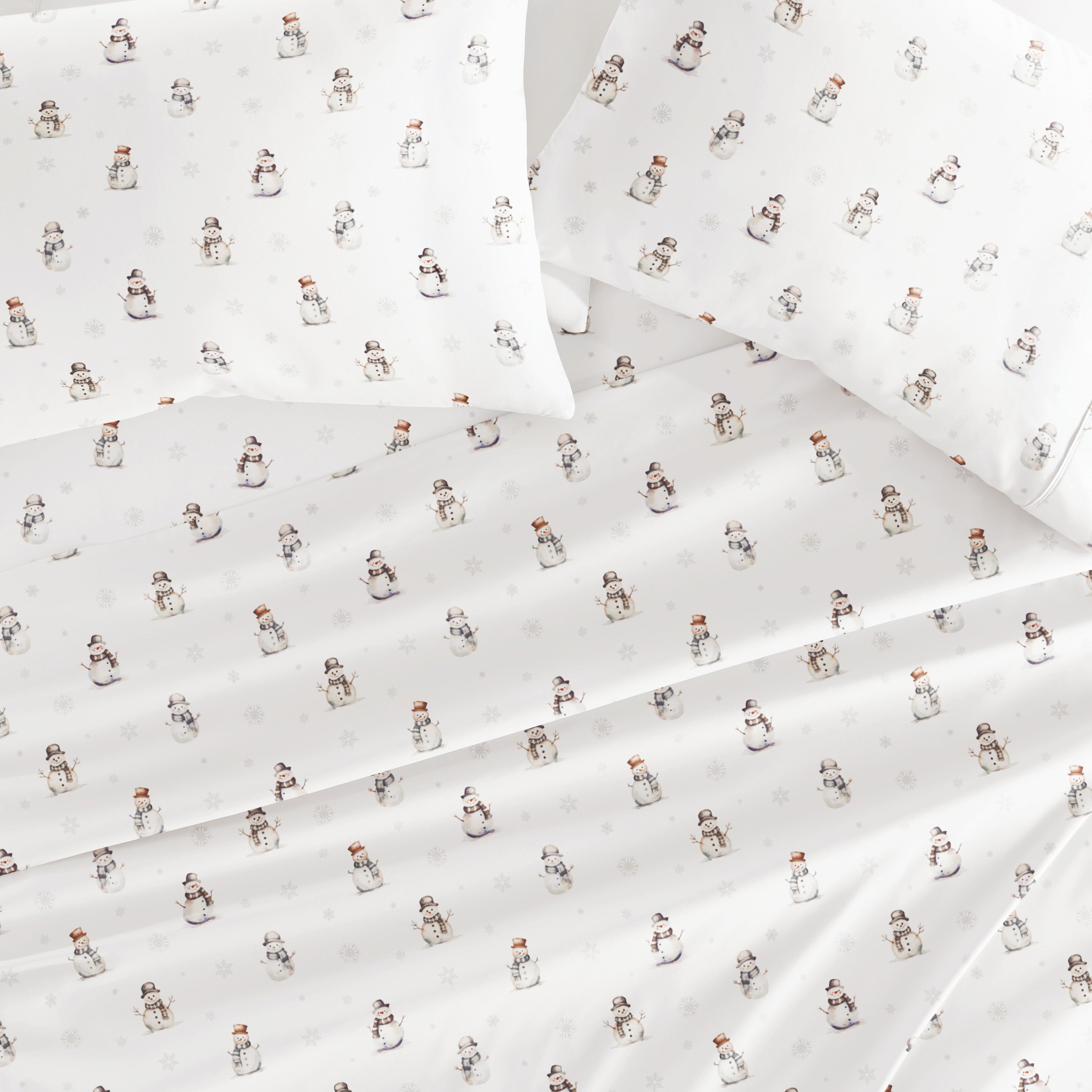 Vintage Snowman Patterned 4-Piece Sheet Set