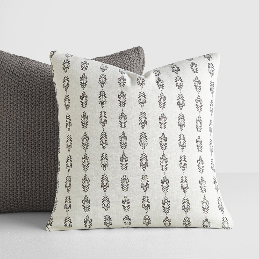 2-Pack Seed Stitch Knit With Folk Leaves Décor Throw Pillows (Sale) - Linen-sandhutch