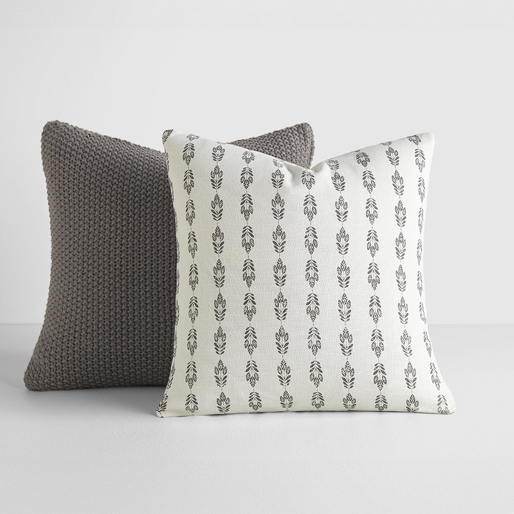 2-Pack Seed Stitch Knit With Folk Leaves Décor Throw Pillows (Sale) - Linen-sandhutch