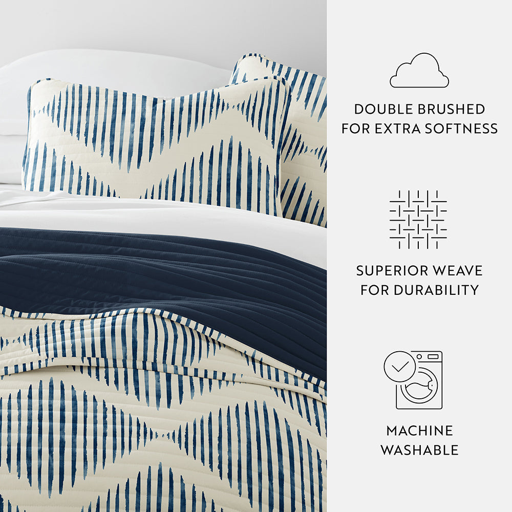 Distressed Diamond Reversible Quilted Coverlet Set (Sale) - Linen-sandhutch