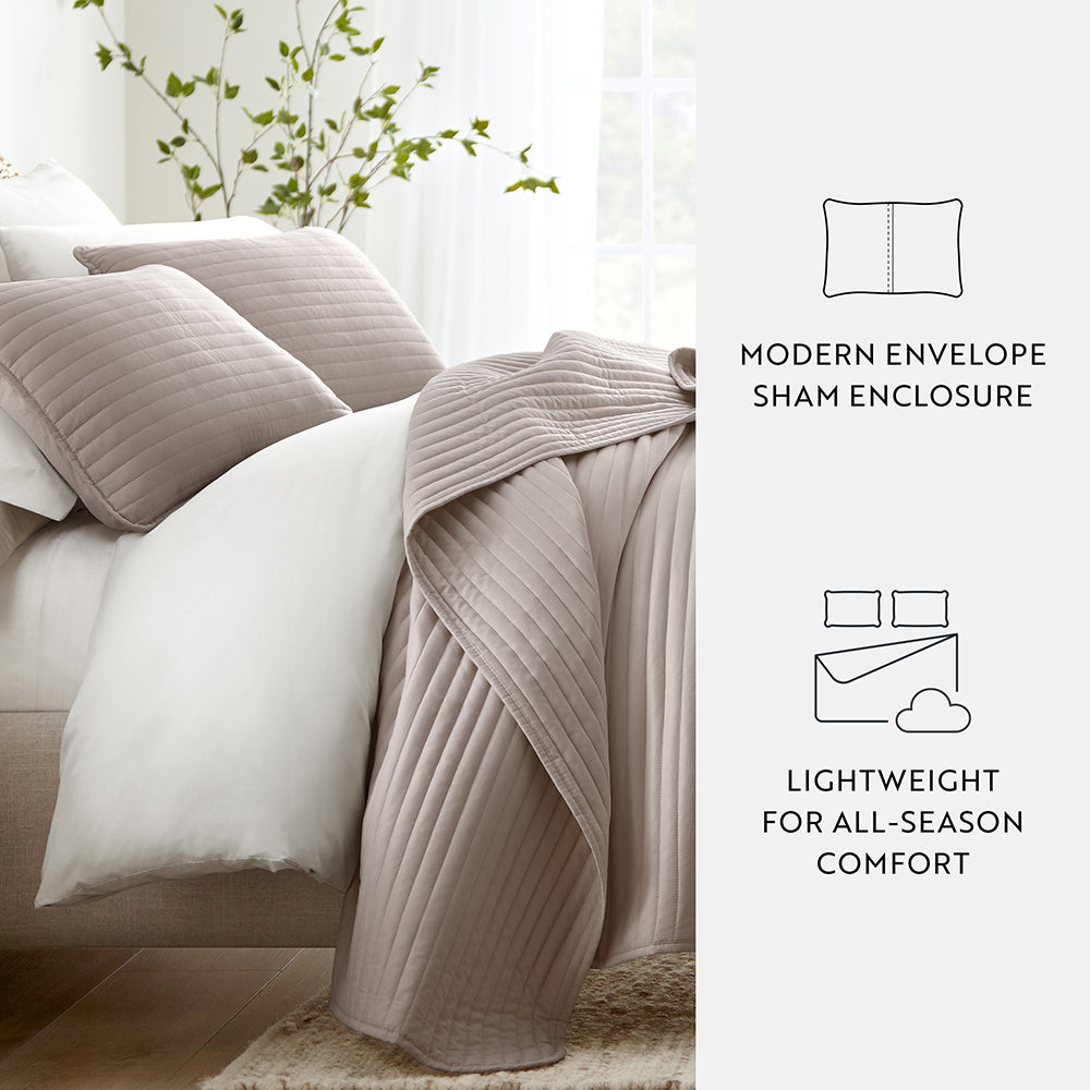 3-Piece Stripe Stitch Quilted Coverlet Set (Sale) - Linen-sandhutch